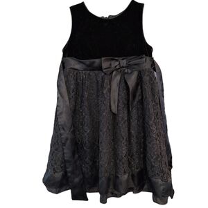 PLACE Solid Black Mixed Media Dress For Special Occasions